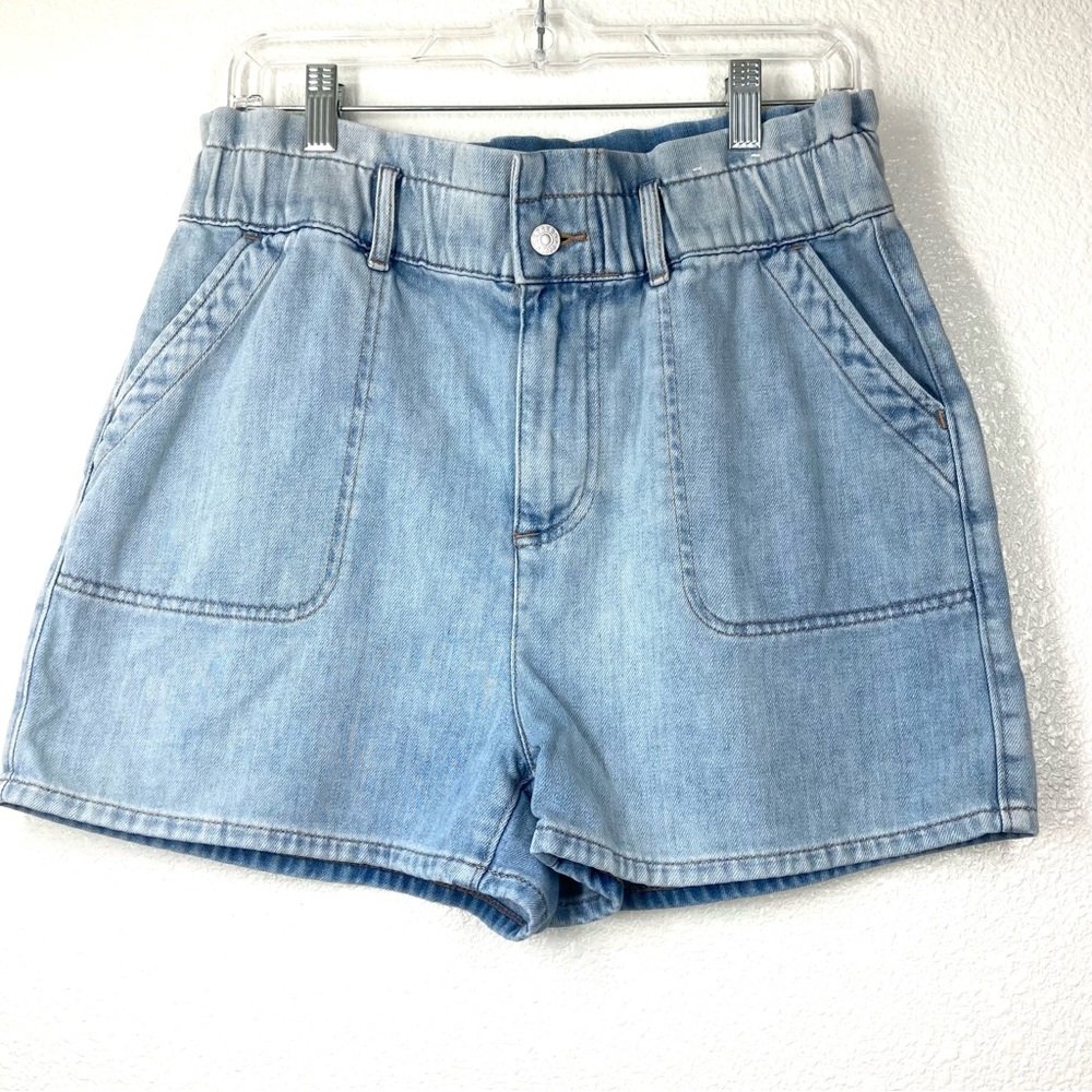 Express super High rise Jean Shortie Shorts high waisted, elastic waist, size M